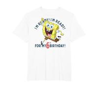 Nickelodeon Spongebob Squarepants Ready for My 6th Birthday Maglietta, Uomo Taglie Grandi, Bianco, 6X Tall