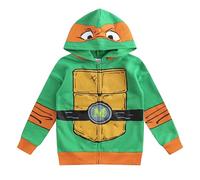 Nickelodeon Teenage Mutant Ninja Turtles Michelangelo Boys Felpa con Cappuccio e Zip per Bambini Grandi, Verde, 7