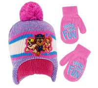 Nickelodeon Winter Hat Mittens Set, Paw Patrol's Marshall, Chase And Skye Toddler Beanie for Ages 2-4 Cappello, Rosa con Motivo in Pile, Anni (Pacco da 2) Bambine e Ragazze