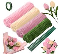 NICKLIN Scovolini Ciniglia Set, 240 Pezzi Scovolini Colorati per Lavoretti,Bastoncini Decorativi in Ciniglia,Verdi Scovolini per Tulipani DIY Artigianato Creative Natale Decorazion(Rosa)