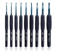 NICKLIN Uncinetti con Manico Plastica Leggera,9 Pezzi Uncinetto Nero Classico Gancio Alluminio Dorato 2,0mm a 6,0mm Uncinetto Tulip,Set Principianti Accessori All'uncinetto,Comfort per Artritici