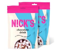 NICKS Chocolate drink, cioccolata calda, cacao e cioccolato in polvere senza zuccheri aggiunti, keto, low carb, vegan (2 x 250g)