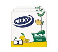 Nicky Limone Tovaglioli Decorati, 3 Confezioni da 35 tovaglioli a 2 veli, Grande Morbidezza, Pratici e Resistenti, Apertura facilitata, Carta 100% certificata FSC