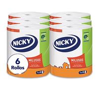 Nicky Milusi - Carta da cucina | 6 rotoli | Fogli a 2 veli, 300 fogli per rotolo | Carta super assorbente e resistente | 100% certificata FSC®