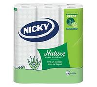 Nicky Nature Carta Igienica - Confezione da 24 rotoli, 170 fogli a 3 strati, arricchito con lozione all'aloe vera, comodo e delicato sulla pelle