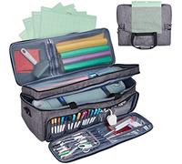 NICOGENA Custodia da trasporto a doppio strato con tasca per tappetino per Cricut Explore Air 2, Cricut Maker, Cricut Maker 3, Cricut Explore 3, multi grandi tasche frontali per attrezzi, accessori e