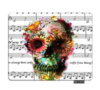NICOKEE - Tappetino per mouse rettangolare con scritta "Music Note and Cool Floral Sugar Skull Mouse Pad per computer scrivania computer portatile ufficio 20,5 x 17,9 cm in gomma antiscivolo