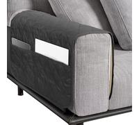 NiCola 1 copertura per bracciolo del divano, copertura per bracciolo grigio scuro, impermeabile, con tasche, per divano, poltrona reclinabile (grigio scuro)