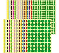 NICOLA 4950 Pezzi Bollini Adesivi Colorati, 8mm 19mm Etichette Adesive Scuola Rotonde Colorate, Rotolo Colori Stickers Rotondi Adesivi Colorati a Punti Etichette per Scuola Ufficio,Totale 30 adesivi