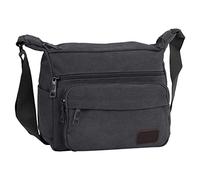 NiCoLa Borse a tracolla in tela per messenger da uomo, borse medie con tasche multiple, borsa per cani da passeggio giornaliero, Nero , 29 * 10 * 23cm