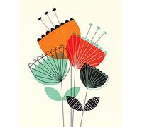 Nicola Evans Scandi Fiori, 40 x 50 cm, Tela Stampe, Multicolore