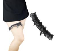 NICOLA Giarrettiera Sposa, Giarrettiera Sposa Nero, Giarrettiere di Pizzo Blu Sposa, Simbolo di Amore e Fedeltà, Adatto circonferenza della coscia di circa 35 cm a 60 cm