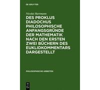 Nicolai Hartman Des Proklus Diadochus philosophische Anfangsg (Copertina rigida)