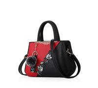 NICOLE & DORIS Borsa a Mano da Donna Firmate Moda Borsa Donna Tracolla Media Multicolore Borse Tote Donna in PU Pelle Borsetta Borse a Spalla con Fiori Vino Rosso c