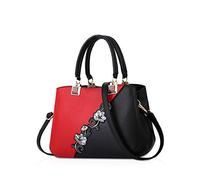 NICOLE & DORIS Borsa a Mano da Donna Firmate Moda Borsa Donna Tracolla Media Multicolore Borse Tote Donna in PU Pelle Borsetta Borse a Spalla con Fiori Vino Rosso b