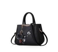NICOLE & DORIS Borsa a Mano da Donna Firmate Moda Borsa Donna Tracolla Media Multicolore Borse Tote Donna in PU Pelle Borsetta Borse a Spalla con Fiori Nero c