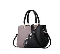 NICOLE & DORIS Borsa a Mano da Donna Firmate Moda Borsa Donna Tracolla Media Multicolore Borse Tote Donna in PU Pelle Borsetta Borse a Spalla con Fiori Grigio
