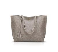 NICOLE&DORIS Borsa a mano donna Borsa Tote in pelle PU borsa a tracolla moda Borsa a Spalla grande Grigio