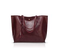 NICOLE&DORIS Borsa a mano donna Borsa Tote in pelle PU borsa a tracolla moda Borsa a Spalla grande Rosso scuro