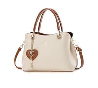 NICOLE & DORIS Borsa a Mano Donna Borsa Tracolla con Ciondolo Borsetta Pochette Borsa Delle Signore Moda Borsa Spalla Pelle PU per Lavoro Shopping Viaggi Beige