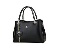 NICOLE & DORIS Borsa a Mano Donna Borsa Tracolla con Ciondolo Borsetta Pochette Borsa Delle Signore Moda Borsa Spalla Pelle PU per Lavoro Shopping Viaggi Nero