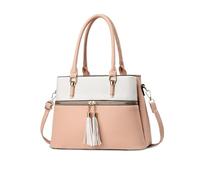 NICOLE & DORIS Borsa a Mano Donna Elegante Borsa Tracolla Medio Borsa Delle Signore Multitasche Borsetta Spalla Pelle PU per Viaggio Casual Città Rosa con Bianco