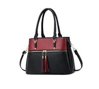 NICOLE & DORIS Borsa a Mano Donna Elegante Borsa Tracolla Medio Borsa Delle Signore Multitasche Borsetta Spalla Pelle PU per Viaggio Casual Città Borgogna con Nero