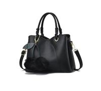 NICOLE & DORIS Borsa a Mano Donna Elegante Borse Tracolla Moda Borse a Spalla con Pompon Borse Tote a Mano PU Pelle Borsa Satchel per Viaggio Shopping Lavoro Nero