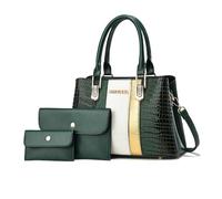 NICOLE & DORIS Borsa a Mano Donna Set Borsa e Portafoglio Borsa Tracolla Vernice Borsetta 3 Pezzi Borsa a Spalla Borse Tote per Lavoro Shopping Viaggi Verde
