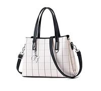 NICOLE & DORIS Borsa a Mano e a Spalla Elegante a Quadri con Tracolla Firmate Delle Signore in PU Pelle Bianco con Nero