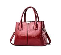 NICOLE & DORIS Borsa a Mano e a Spalla Elegante Donna Lavoro in Vernice - Pochette a Tracolla di Grande Capacità - Vino Rosso