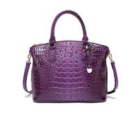NICOLE & DORIS Borsa a Mano Elegante in Pelle PU Coccodrillo - Tracolla e Spalla da Lavoro con Manici Tote Viola Scuro