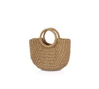 NICOLE&DORIS Borsa a mano Nuove donne Borsa da spiaggia estiva Borsa a mano Borsa in paglia di rattan Borsa in tessuto per signora Khaki