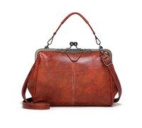 NICOLE & DORIS Borsa a Mano Pochette Donna Elegante Borsa a Tracolla Morbida Pelle PU Borsa da Sera Kiss Lock Borse con Manico Superiore Borsetta a Spalla Marrone