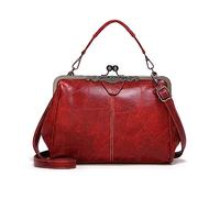 NICOLE & DORIS Borsa a Mano Pochette Donna Elegante Borsa a Tracolla Morbida Pelle PU Borsa da Sera Kiss Lock Borse con Manico Superiore Borsetta a Spalla Rosso