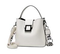 NICOLE & DORIS Borsa a Secchiello Borse a Mano da Donna Borse a Tracolla in PU Pelle Elegante Borsa Delle Signore Leggero Borse a Spalla con Due Spallacci Bianco