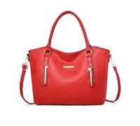 NICOLE & DORIS Borsa a Spalla Donna Borsetta Tracolla Grande Borsa a Mano Leggero PU Pelle Morbida Tote Borsa da Giorno per Lavoro, Shopping e Viaggi Rosso