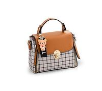 NICOLE&DORIS - Borsa a tracolla da donna, con manici in lattice, Marrone, S, Borsetta