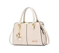 NICOLE&DORIS - Borsa a tracolla da donna, con manico superiore, in pelle PU, con nappe in metallo e cristalli