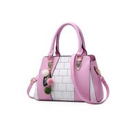 NICOLE & DORIS Borsa a tracolla da donna in pelle PU con manico superiore e nappa per capelli, rosa, L, Borse a tracolla