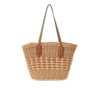 NICOLE & DORIS Borsa a Tracolla in Paglia Borsa da Spiaggia Donna Borse Tote Estiva Borsa Shopper Leggera Borse a Mano e a Spalla Grande per le Vacanze Viaggio Kaki