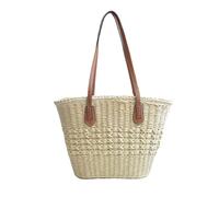 NICOLE & DORIS Borsa a Tracolla in Paglia Borsa da Spiaggia Donna Borse Tote Estiva Borsa Shopper Leggera Borse a Mano e a Spalla Grande per le Vacanze Viaggio Beige