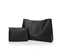 NICOLE & DORIS Borsa a tracolla moda donna 2 pezzi borsa grande Donne Spalla Borsa borse Borsa di Mano Tote Borsa Nero