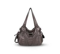 NICOLE & DORIS Borsa a Tracolla Multitasche Grande Borse Donna Retrò Borse in Pelle Morbida Borse Tote Bag Casuale Borse a Spalla per Shopping Lavori Viaggiare Grigio Metallo