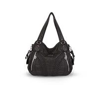 NICOLE & DORIS Borsa a Tracolla Multitasche Grande Borse Donna Retrò Borse in Pelle Morbida Borse Tote Bag Casuale Borse a Spalla per Shopping Lavori Viaggiare Nero
