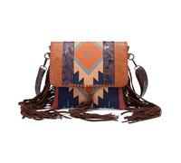 NICOLE & DORIS Borsa a Tracolla Retrò,Borsa Messenger Donna con Frange PU Pelle Borse a Spalla Elegante Donna Multicolore Marrone