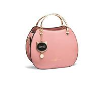 NICOLE & DORIS Borsa a Tracolla Rotonda Piccola in Pelle PU - Crossbody Messenger Pochette Clutch Con Gatto Ciondolo Rosa