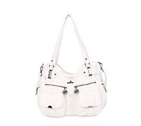 NICOLE & DORIS Borsa a Tracolla Spalla Grande PU Pelle Donna Borsa Messenger da Lavoro Retro Borsa a Mano Progettista Borse Tote Manico Superiore bianca