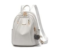 NICOLE & DORIS Borsa a Zainetto Donna Zaino Elegante Pelle PU Zaino Antifurto Impermeabile Casual Daypack Zainetti Grande Capienza Zaini per Città Viaggio Lavoro Bianco