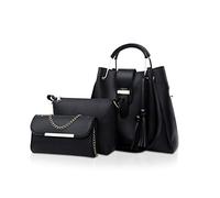 NICOLE & DORIS Borsa da donna Borse 3 pezzi Borse a catena Borse a spalla Borse a tracolla Nero
